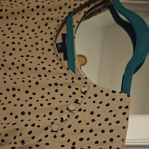 Fortune And Ivy Women's Beige Polka Dot Top - Picture 2 of 4